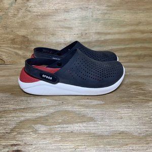 Crocs Literide Clogs Womens 7 Black Red Slip On Comfort Shoes